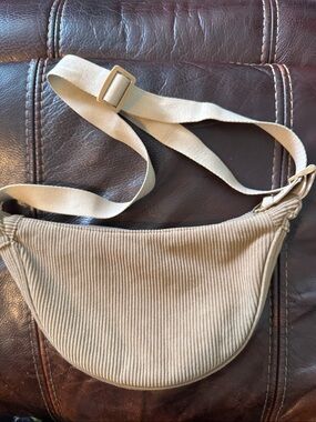 Beige Corduroy Crossbody Bag